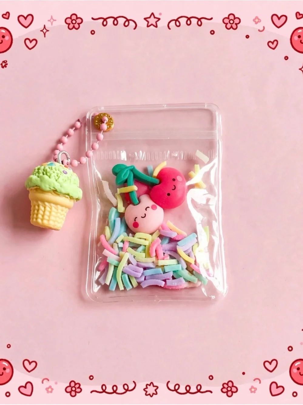 Set Kawaii Pink Cherry Gel Pen for Kids - Cute Cherry Charm Design